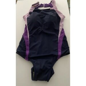 Swim365 Womens One Piece Swimsuit Purple Navy Colorblock Size 16W
